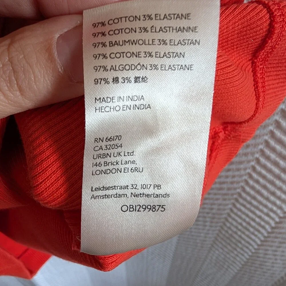 Anthropologie Maeve The Rafaela Ribbed Tank Top Bow Tie Shoulder Orange XS Small - Picture 9 of 11